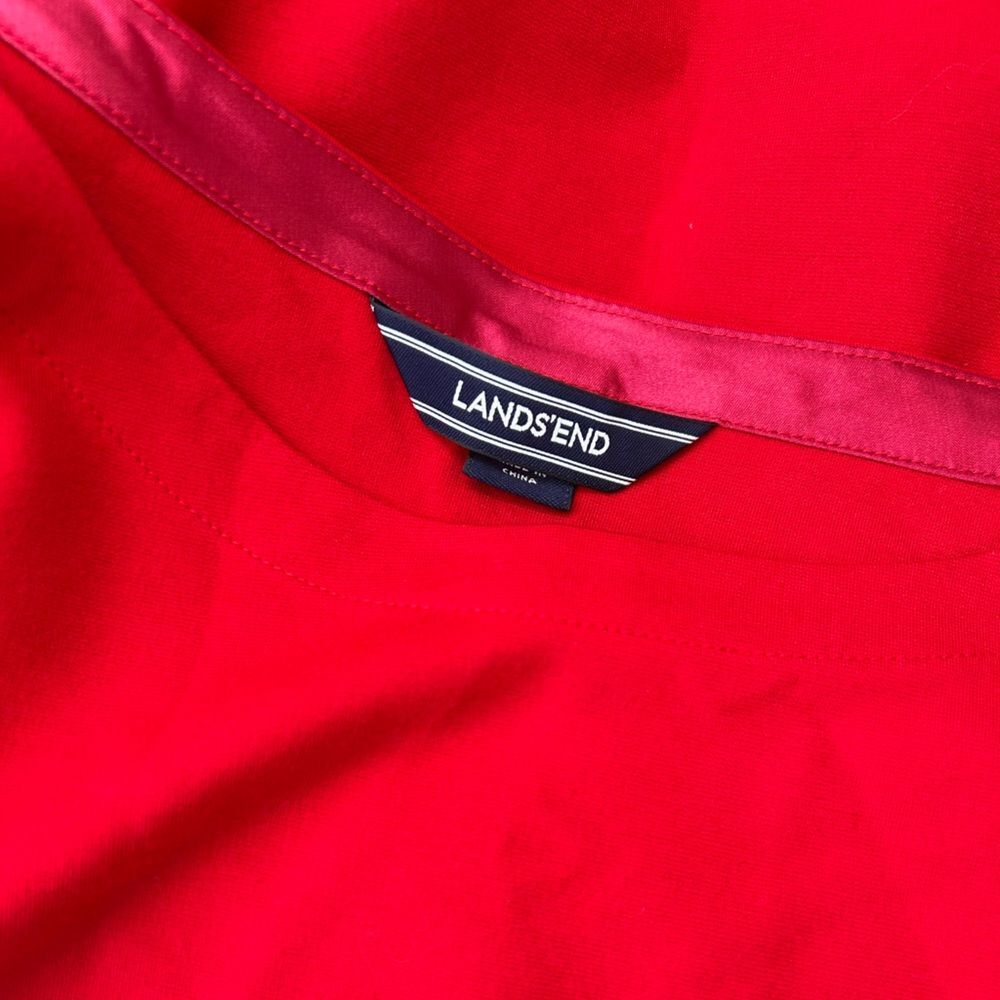 Lands’ End Bright Red Boat‑Neck Top – Bell Sleeves, Curved Hem – Medium Petite - Picture 6 of 9